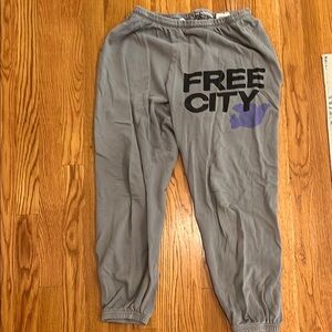 Freecity Gray Joggers with Purple Logo